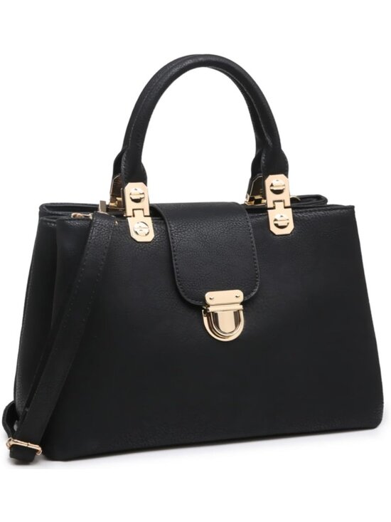 Handbags - Stylish Vegan Leather Satchel Handbag - Medium Tote Purse with Top Handle